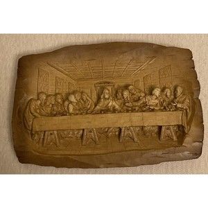 Last Supper Wooden Handmade/Hand Carved Wood Religious Wall Hanging 9” x 6”